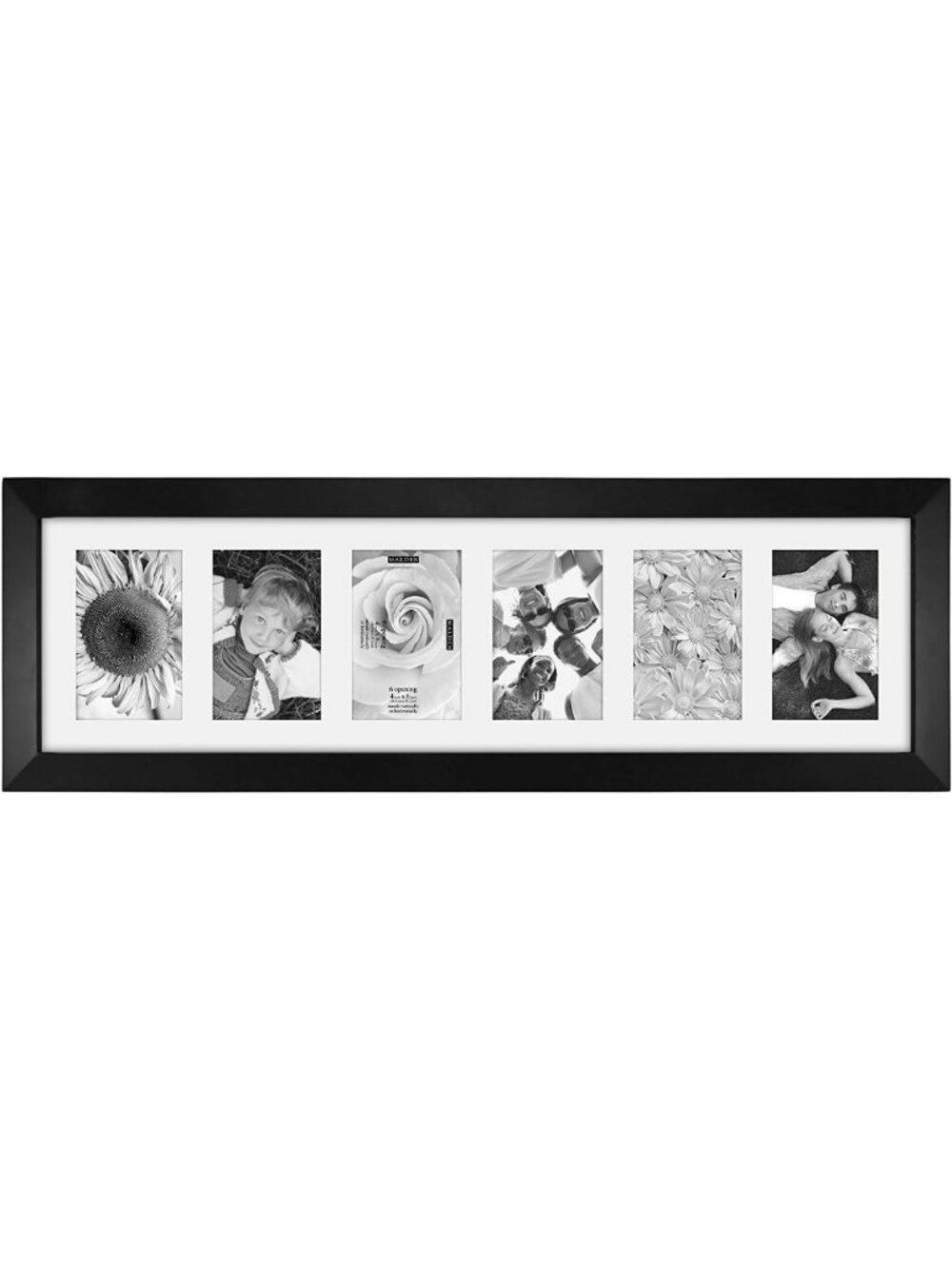 Stylish Black 6-Opening 4x6 Matted Collage Photo Wall Frame for Home Decor